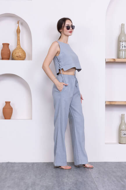 Kadın Gri Şort Pantolon Bluz 3'lü Takım | MSC244 - 6