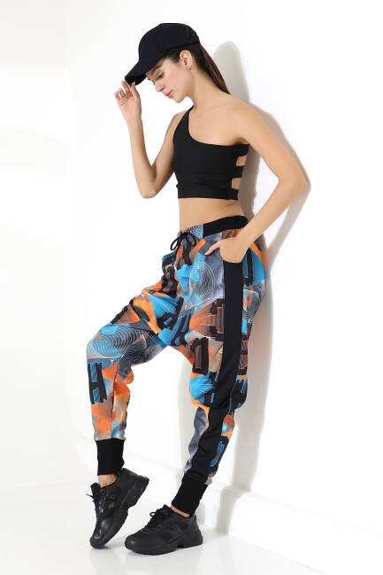 Unisex Karışık Desenli Hiphop Sokak Stili Eşofman Altı | TT 801 - 6