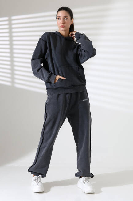 Kadın Soft Siyah Kapüşonlu Sweatshirt | MSC313üst - 1