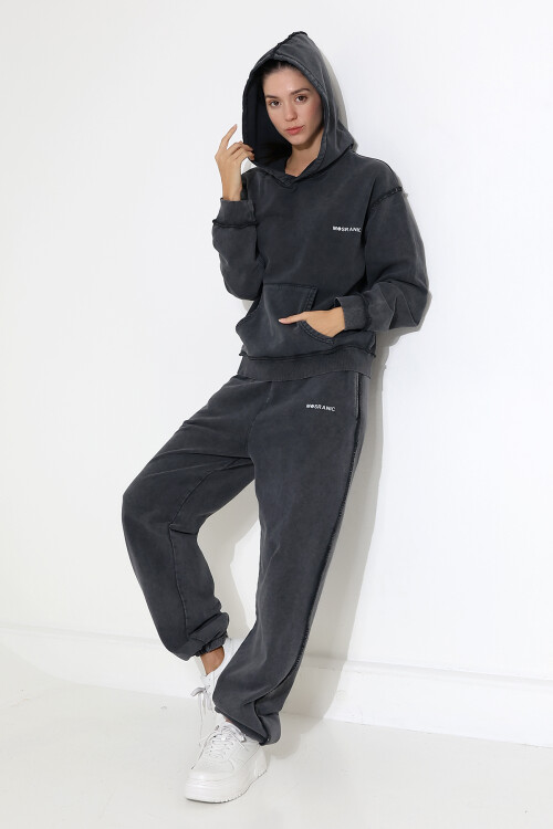 Kadın Soft Siyah Kapüşonlu Sweatshirt | MSC313üst - 3
