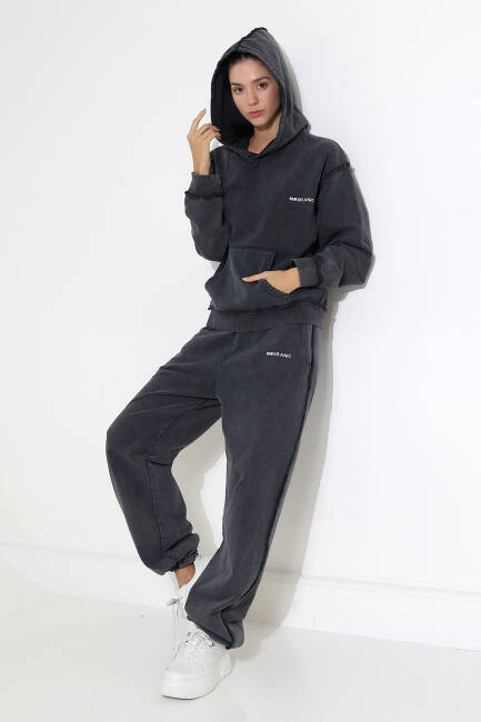 Kadın Soft Siyah Kapüşonlu Sweatshirt | MSC313üst - 3